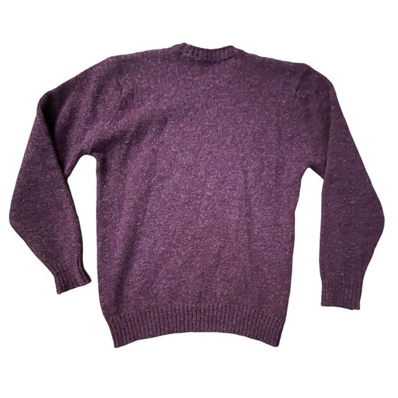 Vintage Made in England 100% Wool Argyle Sweater L – Burgundy Heather, Blue/Grey - Picture 3 of 9